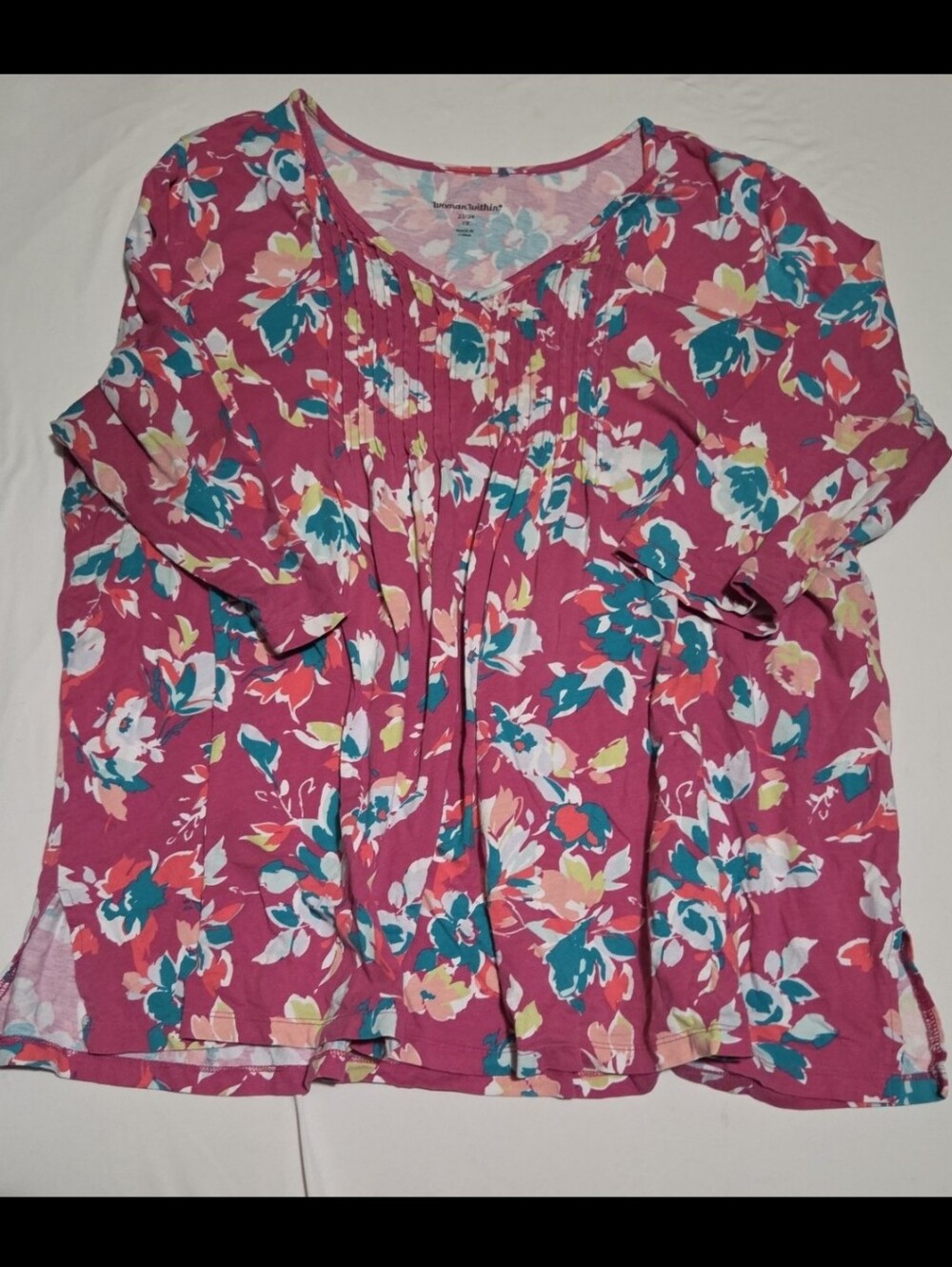 Woman within Women's 1X pink floral blouse #14